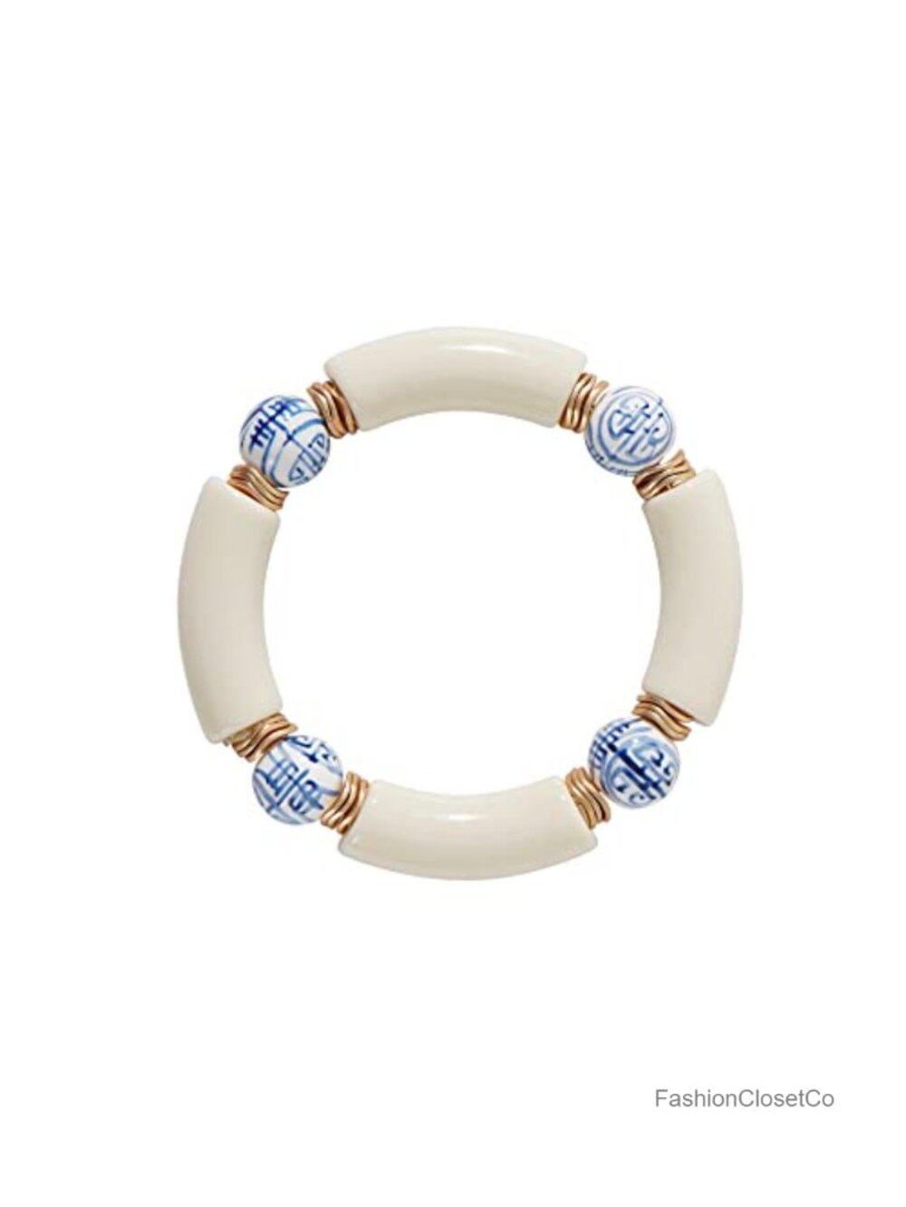 Ceramic Beaded Stretch Bracelet Gold Plated Bangle Women Gift